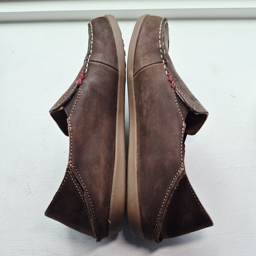 Olukai Nohea Womens Shoes US 10 Nubuck Brown Leather Slip on Loafers Drop Heels - Picture 6 of 9